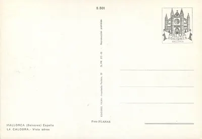La Calobra — widok z lotu — Wydawnictwo Planas, nr 2.501 — Rewers