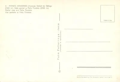 Pirineus Aragonês — Visão parcial e Peña Foratata — Garcia Garrabella y Cía, Zaragoza — Verso