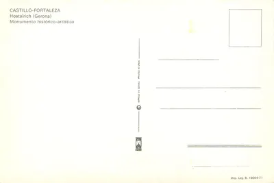 Podziemna jadalnia — Castillo-Fortaleza de Hostalrich (Gérone) — Wyd. Hiszpania — Rewers
