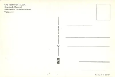 Castelo-Fortaleza de Hostalrich — Hostalrich (Gérone) — impresso na Espanha, n° de série 16.433-1971 — Verso
