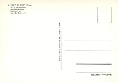 Cueva de Nerja — Sala de los Fantasmas — Editado por H. Fournier, Vitoria — Reverso