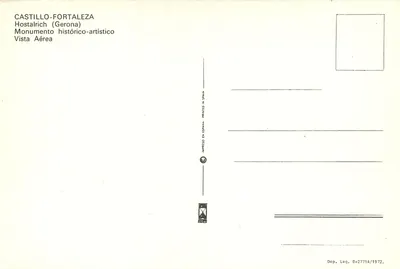 Castelo-Fortaleza — Hostalrich (Gérone) — Impreso Leg. B-27714/1972 — Verso