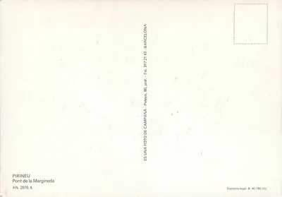 Most Margineda — PIRINEU — wydawca Pelayo, n° 2876 — Rewers