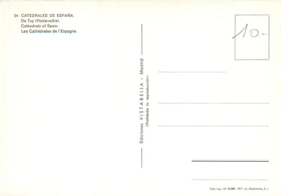 Catedral de Pontevedra — Éd. Vista Bella, n°54 — Verso