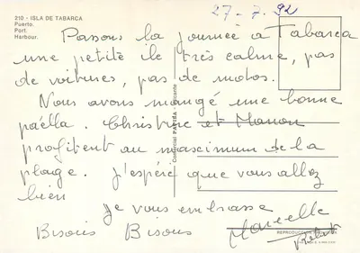 Ilha de Tabarca — Porto — editor Comercial Parísá, n° 210 — Verso