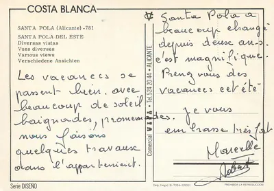 Santa Pola — Costa Blanca — Comercial VIZA — Verso