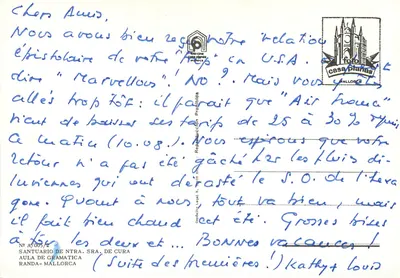 Santuario de Ntra. Sra. de Cura — Aula de Gramática — Casa Planas — Verso