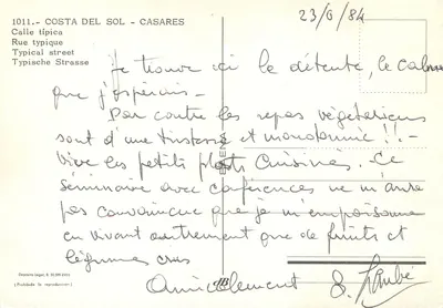 Casares — Typowa ulica — Dépósito Legal, B. 50.599.XVIII — Rewers