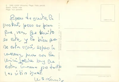 San Juan (Alicante) — Vista parcial da praia — editor COBAS & CHIA — Verso