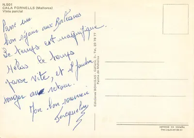 Cala Fornells — widok częściowy — Ediciones Bohigas, nr 501 — Rewers