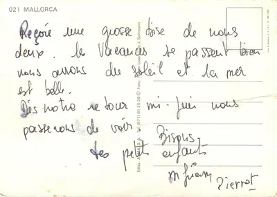 Isla de Mallorca — paisagem costeira com vela — editor AWA S.A. n° 021 — Verso
