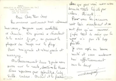 Lago das Tartarugas — Andalucía la Nueva — Editor B. Fernández, n° 5.250 — Verso