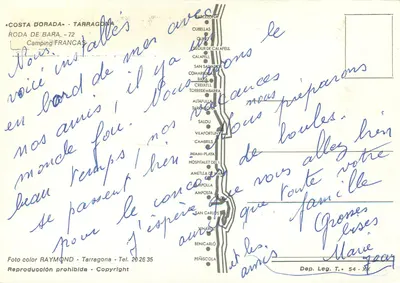 Francás-Vendrell — Camping — Publisher RAYMOND, Tarragone — Back