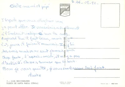 Club Méditerranée — Puerto de Santa María — editor Arribas — Verso