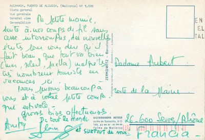Ogólny widok Puerto de Alcudia — Majorka — wydawca Zerkowitz, nr 1.096 — Rewers