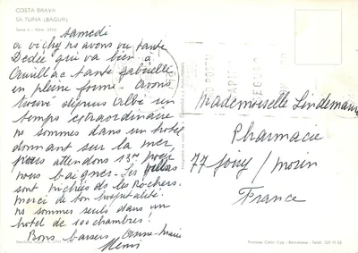 Costa Brava — Sa Tuna (Bagur) — Editor A. Campaña y J. Puig-Ferran, série II n° 2753 — Verso