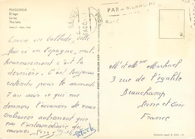 Puigcerdà — Le lac — Éditeur: Fotografía Campaña-Puig-Ferrán, série II, n° 1108 — Rewers