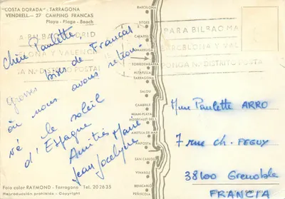 Camping Francas — Costa Dorada — Tarragona — Uitgever: Foto color RAYMOND — Achterkant