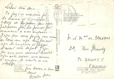 Mallorca — aldeia de Benifallet — Edições Casanovas — Verso