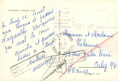 Villanueva y Geltrú — widok portu, placu i plaży — wydawca nr 228 — Rewers
