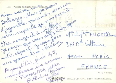 Port Andraix — widok panoramiczny portu i zatoki — wydawca Icaria, nr 4.001 — Rewers