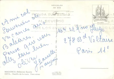 Mallorca (Baleares) — detalhe da costa — editor Casa Planas, n° AE. 609 — Verso