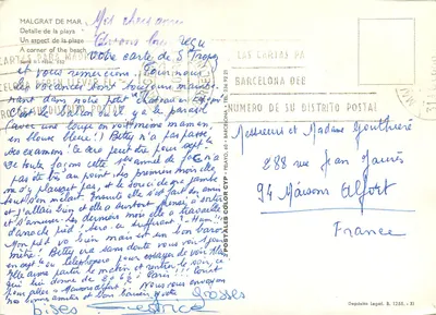 Malgrat de Mar — detalhe da praia — Las Cartas Pa — Verso