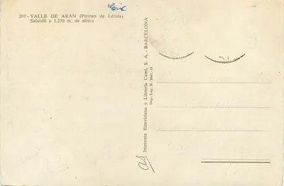 Salardú — Vale de Aran — Imprensa e Livraria Elzeviriana — Verso