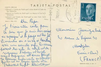 Costa Brava — Llafranch i Calella de Palafrugell widziane z Kapitana Świętego Sebastiana — A. Fabregat, seria II, nr 2412 — Rewers