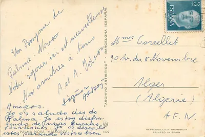 Palma Nova — animowana plaża — Archivo Artístico (n° 1522) — Rewers