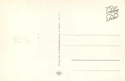 Rekonstruierte Gutenberg-Werkstatt — Museu Gutenberg em Mainz — Verlag Schöning-Foto — Verso