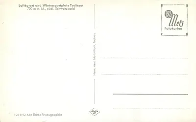 Todtnau — Luftkurort und Wintersportplatz — Herm. Asol, Markt-Kiosk, Todtnau — Verso