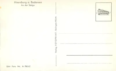 Meersburg przy jeziorze Bodensee — An der Steige — FOTOPRINT Verlag Balingen/Württ. n° A 7865 Z — Rewers