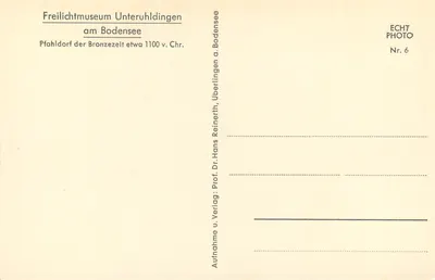 Pfahlbau no Lago de Constança — Museu de Ar Livre Unteruhldingen — ECHT PHOTO Nr. 6 — Verso