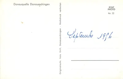 Fonte da Donauquelle em Donaueschingen — editor ECHT PHOTO, n° 22 — Verso