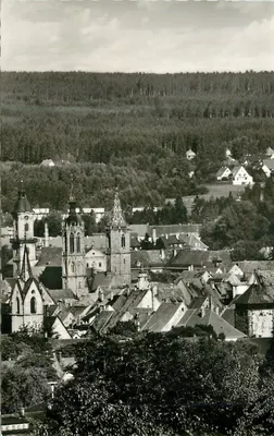 Villingen / Schwarzwald — vista aérea das igrejas e do vilarejo — Letz Photokarten