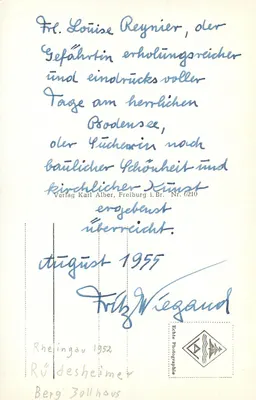 Birnau a. B. — Igreja e edifício barroco — Verlag Karl Alber, Freiburg i. Br. Nr. 6210 — Verso