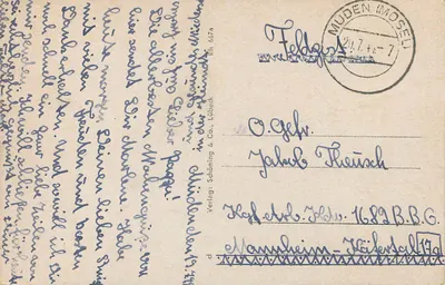 Kaub a. Rh. — Monumento a Blücher com Pfalz — Verso