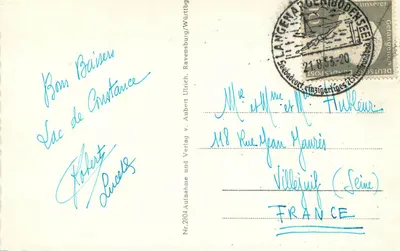 Langenargen — Kurort Bodensee — widok z lotu i krajobraz — wydawca Langenargen, nr 2504 — Rewers