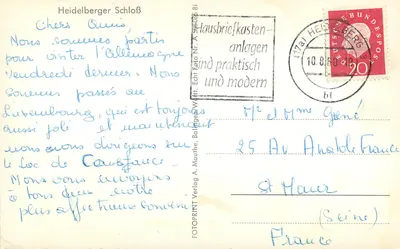 Castelo de Heidelberg — ruínas sobre colina arborizada — FOTOPRINT Verlag A. Mauthe, Bamberg — Verso