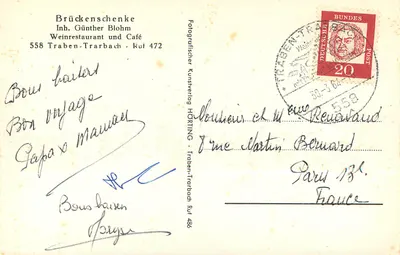 Portal da Brückenschenke em Traben-Trarbach — editor HORTING, número de série não visível — Verso