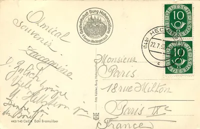 Zamek Hohenzollern — przed i po — Gastwirtschaft Burg Hohenzollern, Hechingen — Rewers