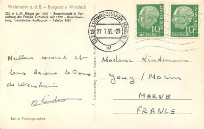 Burggruine Windeck — Weinheim a.d.B. — Kunstverlag Fürth — Verso