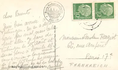 Zamek Hohenzollern — widok panoramiczny — wydawca Verlag Hüttenbrand, Gappingen — Rewers