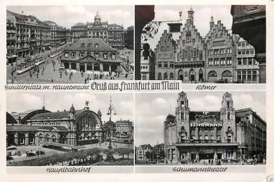 Frankfurt am Main — Schillerplatz com Hauptwache, Römer, Hauptbahnhof, Schumanntheater — Schmidt-Ebel & Co.