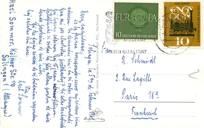 A Münstener Brücke no Bergischen Land — a mais alta do país, ligando Solingen e Remscheid, editor desconhecido, número de série não visível — Verso
