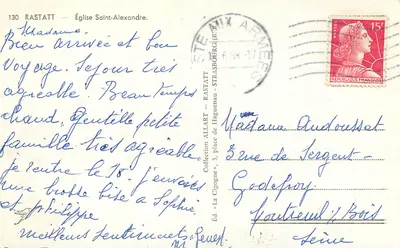 Rastatt — Igreja de São Alexandre — Ed. La Cigogne, n° 130 — Verso