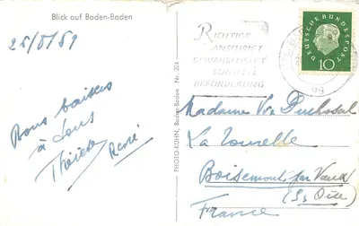 Vista de Baden-Baden — PHOTO-KÜHN Nr. 324 — editor PHOTO-KÜHN — Verso