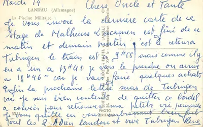 Piscina Militar em Landau (Alemanha) — cena de banho — Éditions LAVELLE, Paris — Verso