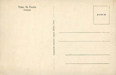 Trier, St. Paulin — Interior — Graphische Industrie August Müller, Trier, n° B 2143 33 — Verso